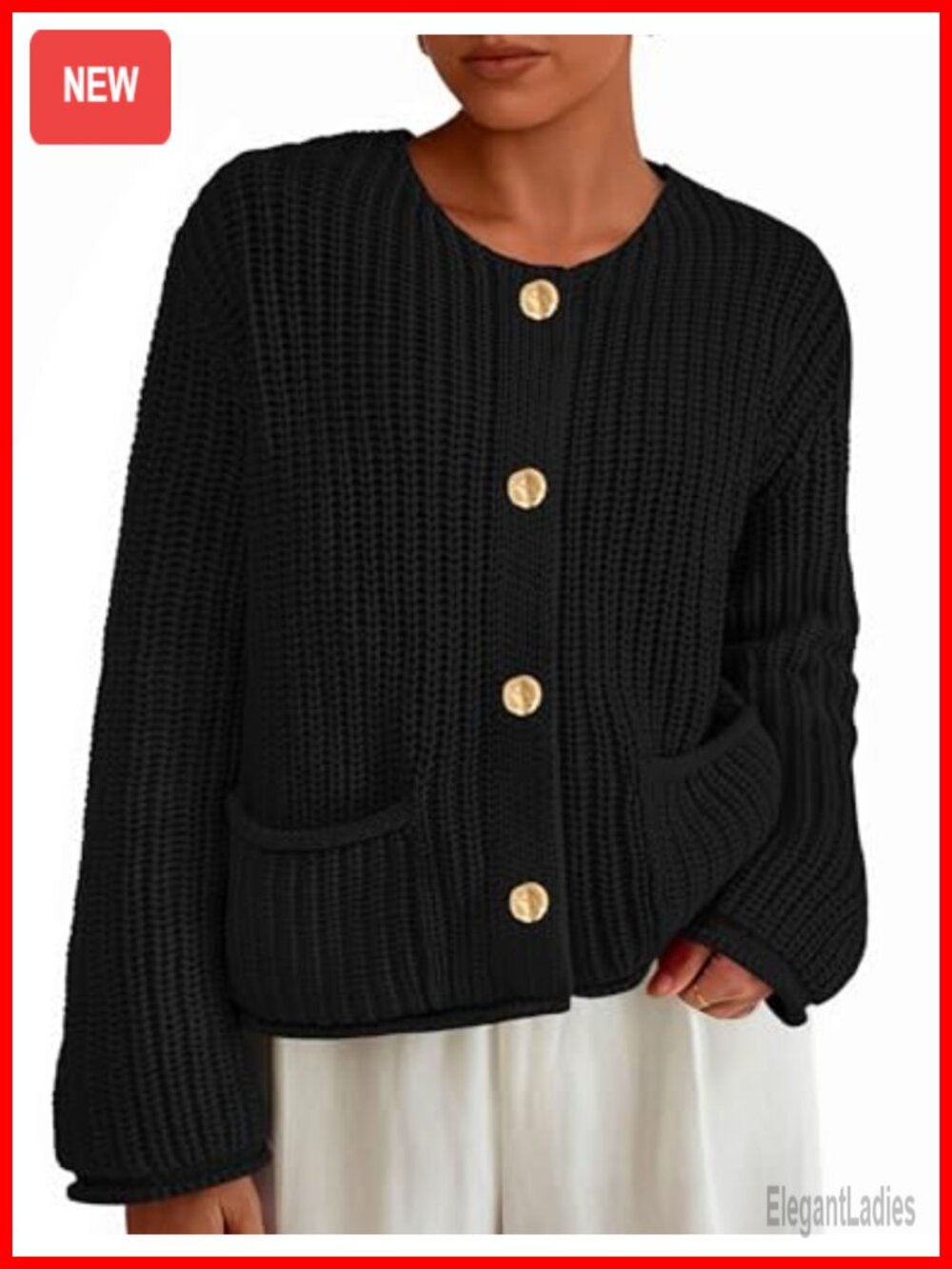 Oversized Open Front Chunky Knit Cardigan Sweater with Pockets